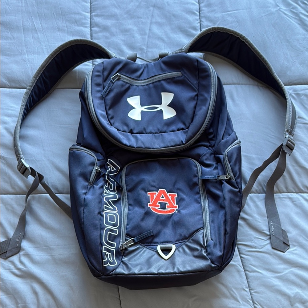 Under Armour Blue Athletic Backpack with Auburn Logo
